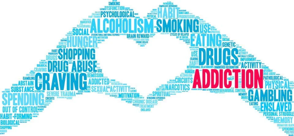 Addiction Word Cloud Stock Illustration