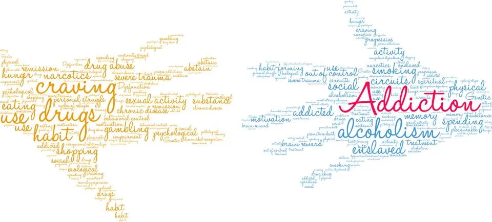 Addiction Word Cloud Illustrazione stock