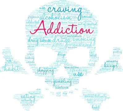 Addiction Word Cloud Stock Illustration