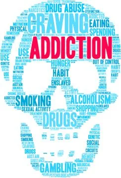 Addiction Word Cloud Stock Illustration