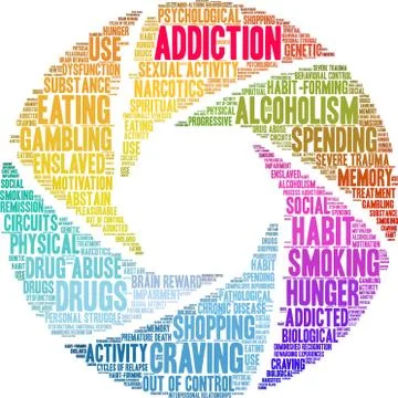 Addiction Word Cloud Stock Illustration
