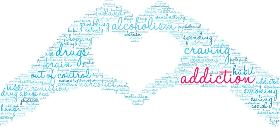 Addiction Word Cloud Stock Illustration