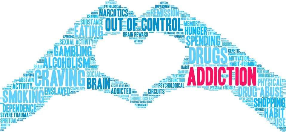Addiction Word Cloud Illustrazione stock