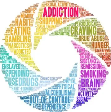 Addiction Word Cloud Stock Illustration