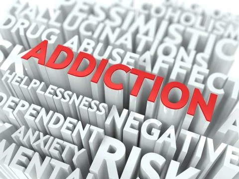 Addiction. The Wordcloud Concept. Stock Illustration