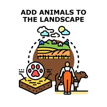 Adding animals to agricultural landscape concept vector Stock Illustration