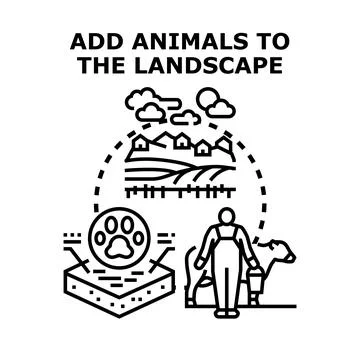 Adding animals to agricultural landscape concept vector Stock Illustration