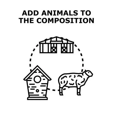 Adding animals to composition concept for design element 스톡 일러스트
