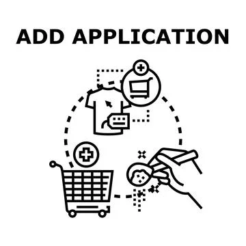 Adding application function to shopping cart system Stock Illustration