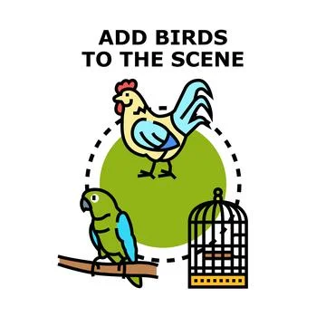 Adding birds to a creative scene concept Stockillustratie