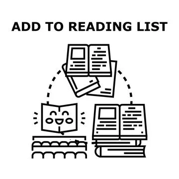 Adding books to a digital reading list concept Stock Illustration