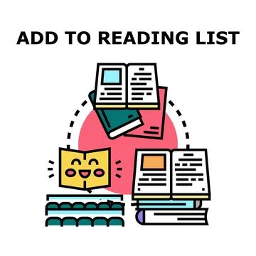 Adding books to a digital reading list concept Stock Illustration