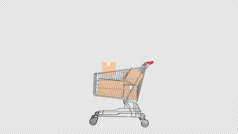Adding boxes to cart with transparent (alpha) background Stock Footage 252034190