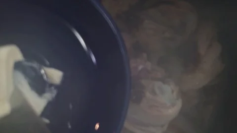 Adding butter to chicken thighs overhead Stock Footage 121118415