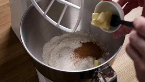 Adding Butter To Stand Mixer Bowl Видео 332840565