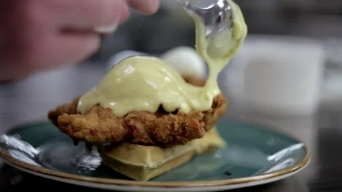 Adding cheese into a benedict egg Stock Footage 307340040