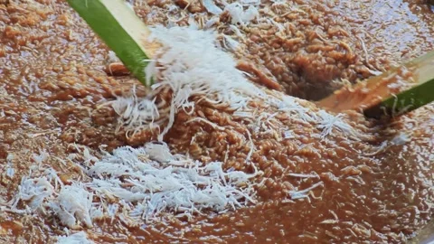 Adding Coconut to Khanom Pad. Video stock 345820526