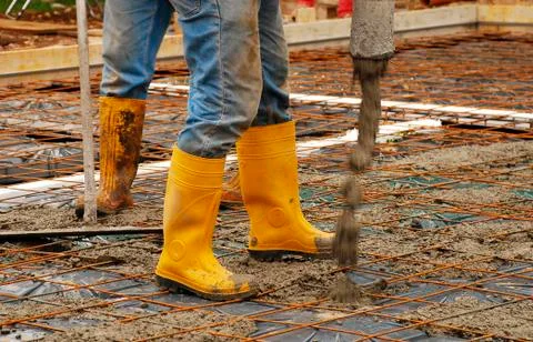 Adding Concrete to a House Foundation Stock Photos