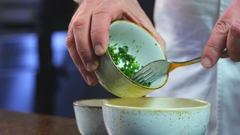 Adding Cutted Greens Stock Footage 125975906