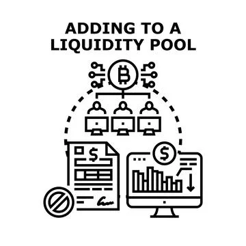 Adding digital assets to a decentralized finance liquidity pool Stock Illustration