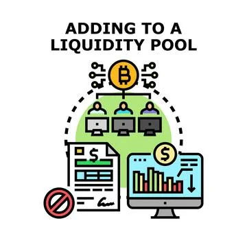 Adding digital assets to a decentralized finance liquidity pool Stock Illustration
