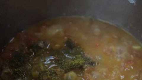 Adding dried basil and cilantro Stock Footage 121119134