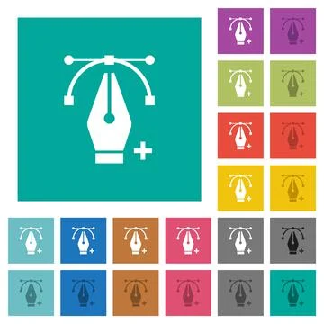 Adding editing point with pen tool square flat multi colored icons 스톡 일러스트