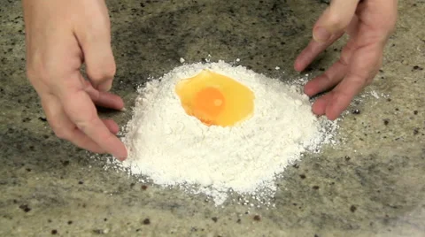 Adding Egg To Make Pasta Dough 스톡 동영상 40015770
