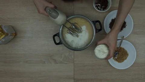 Adding A Flour And Making Dough With A Mixer Stock Footage 87697614