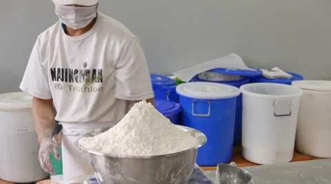 Adding Flour to a Bread Machine Stock Footage 51458864