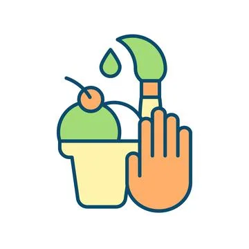 Adding food coloring to ice cream RGB color icon Illustrazione stock