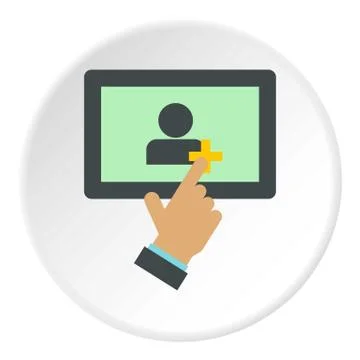 Adding friends on the tablet icon circle Stock Illustration