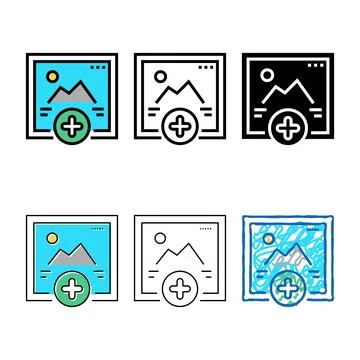 Adding image social media modern ugc color icon vector Stock Illustration