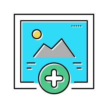 Adding image social media ugc color icon vector illustration Stock Illustration