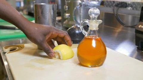 Adding Ingredients On The Cutting Board For Juicing Video stock 112106947