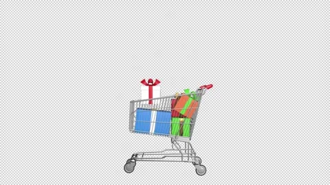 Adding items to cart with transparent (alpha) background Stock Footage 252034445
