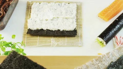 Adding Lettuce to Rice Stock Footage 71069827