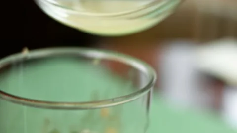 Adding lime juice to other ingredients for salsa into hand blender glass Stock Footage 151173317