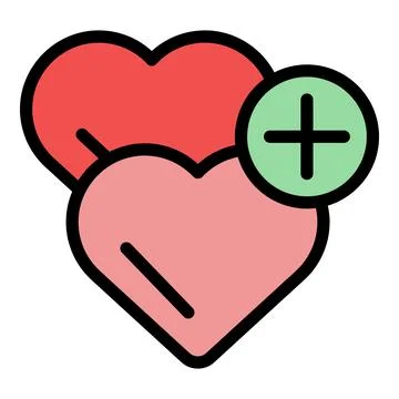 Adding love and affection, two hearts with plus sign symbol Stock Illustration