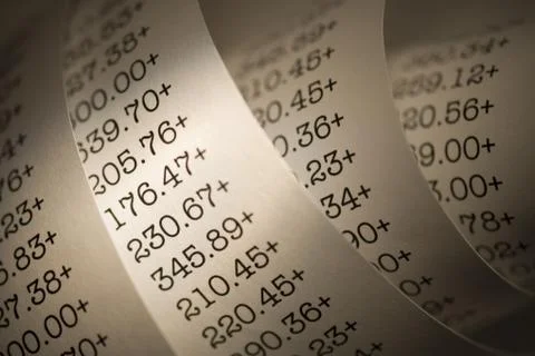 Adding machine tape closeup Photos