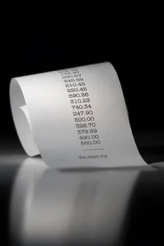 Adding machine tape closeup Stock Photos