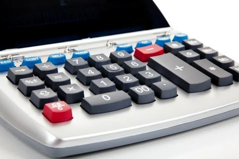 Adding machine on a white background Stock Photos