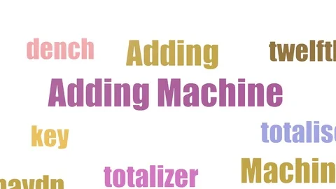 Adding Machine Word Cloud Animated Isolated Stock Footage 107208700