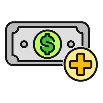 Adding money increasing dollar cash income icon Stock Illustration