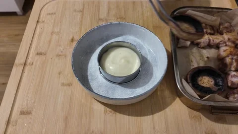 Adding Mushrooms to Truffle Mashed Potato 스톡 동영상 347907009