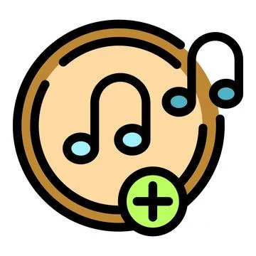 Adding music notes to playlist icon representing song collection Stock Illustration