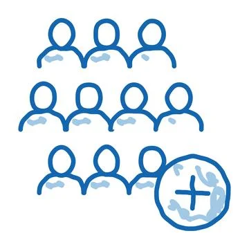 Adding new employees doodle icon hand drawn illustration Illustrazione stock