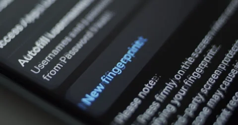 Adding New Fingerprint on Smartphone Security Settings Stock Footage 249097955