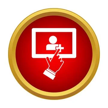 Adding new friend or follower on tablet screen icon Stockillustratie