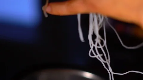 Adding Noodles To Rice Noodle Spring Roll in Slow Motion Closeup Stock Footage 125339301